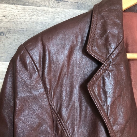 Vintage Boho Brown Leather Jacket Blazer Small - Picture 2 of 12